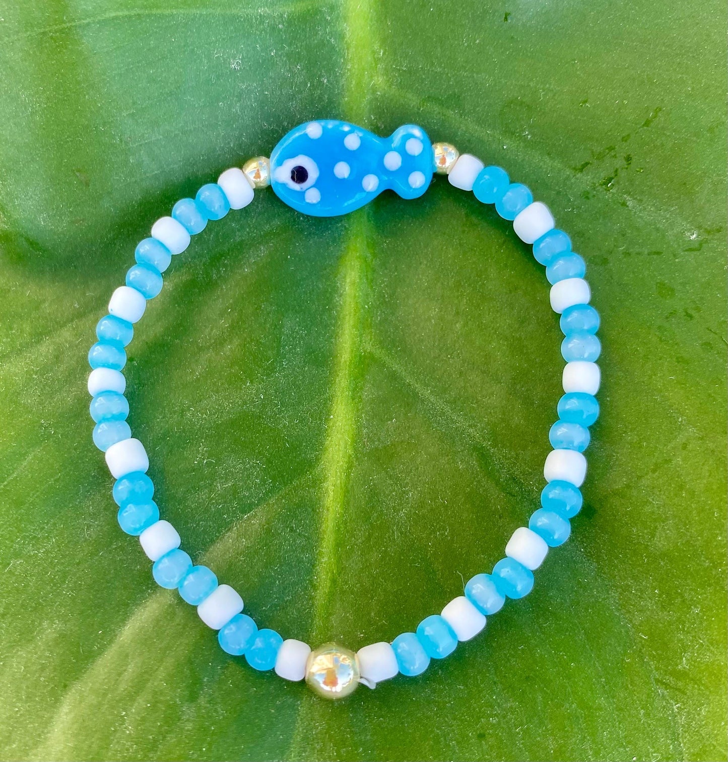 Ceramic Fish Charm Bracelet: Multi-Color Beaded Bracelet's.