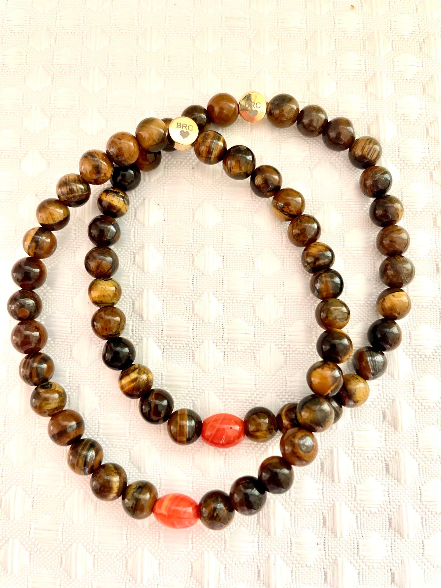 Men's Tiger Eye Beaded Bracelet: 8mm Gemstone Stretch Bracelet.