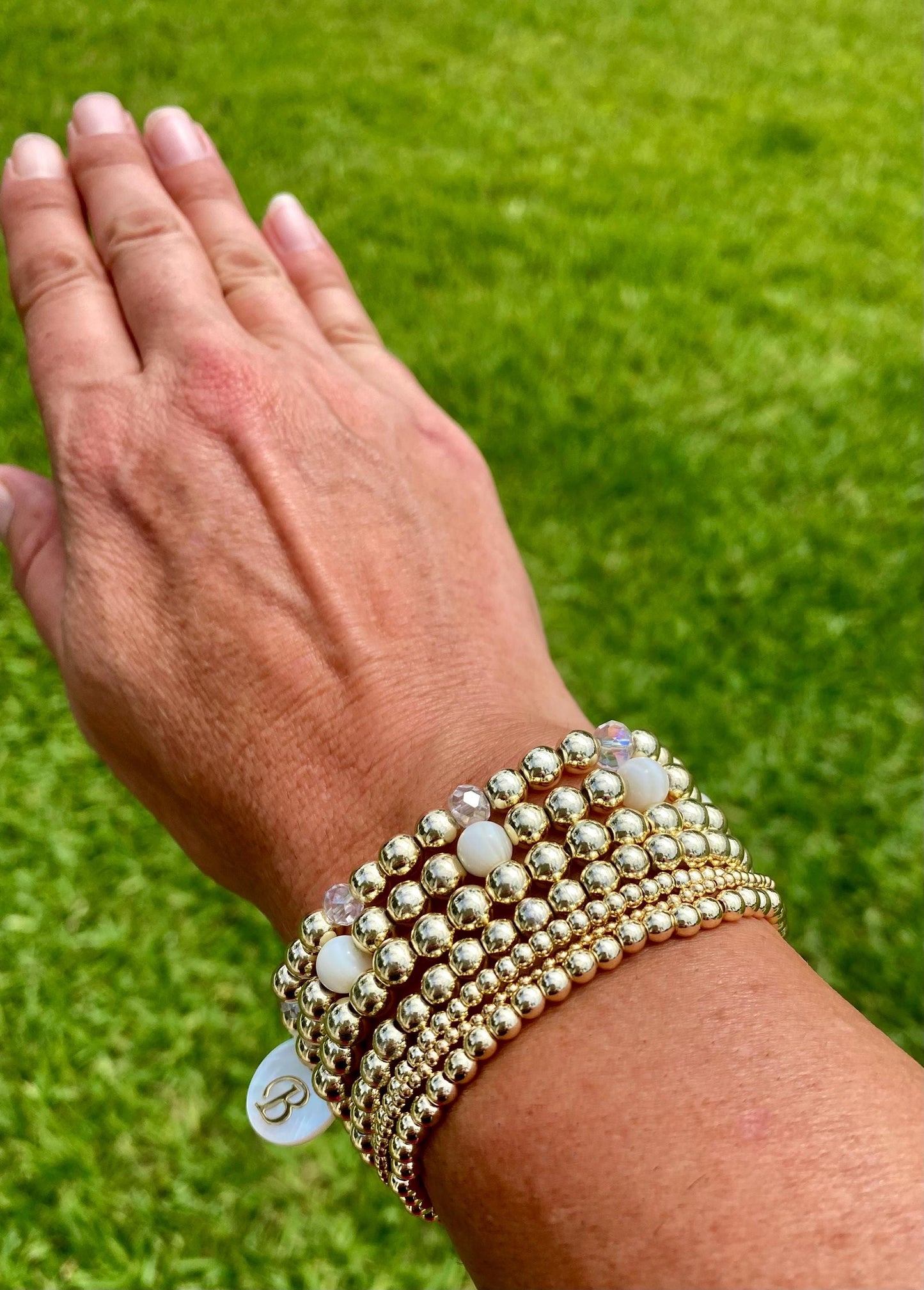 14K Gold Filled Beaded Stacking Bracelet: Non Tarnish, 3, 4, 5, 6 mm Bracelet.