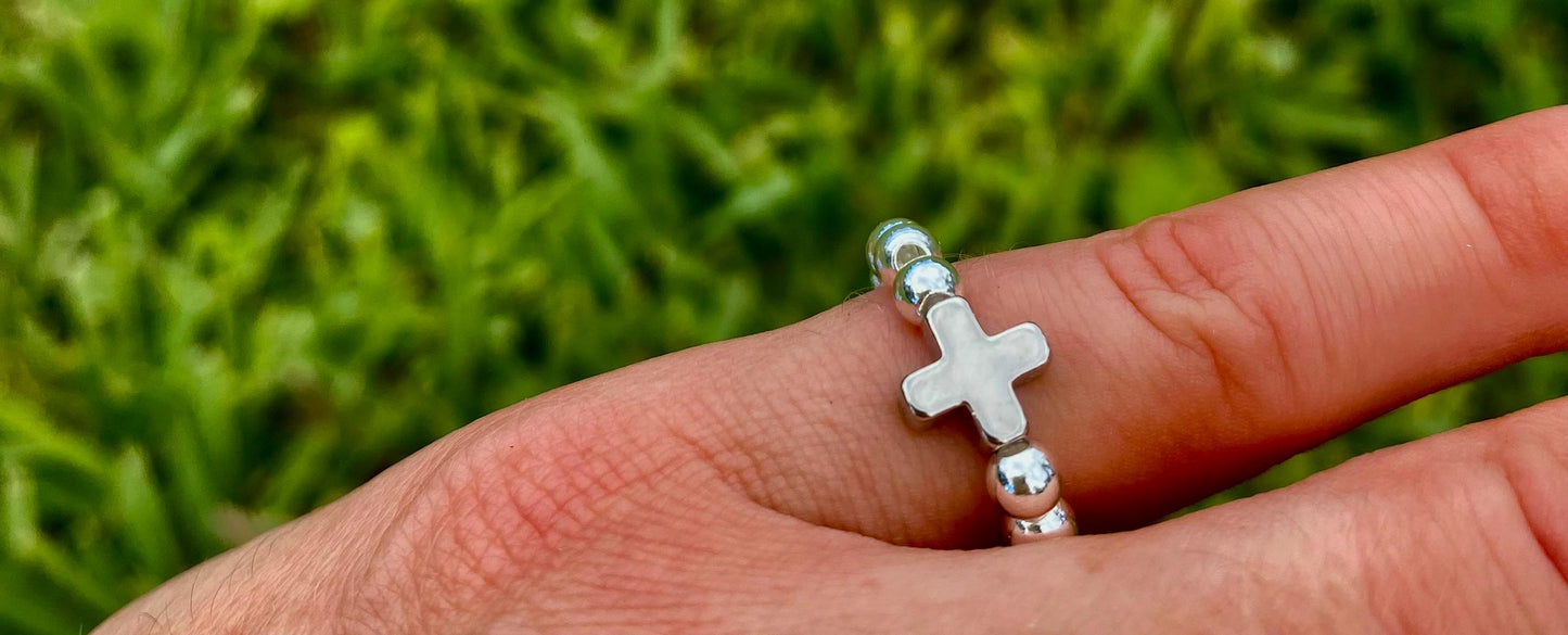 Platinum Plated Cross Stacking Rings: Dainty 3-5mm, Non Tarnish rings.