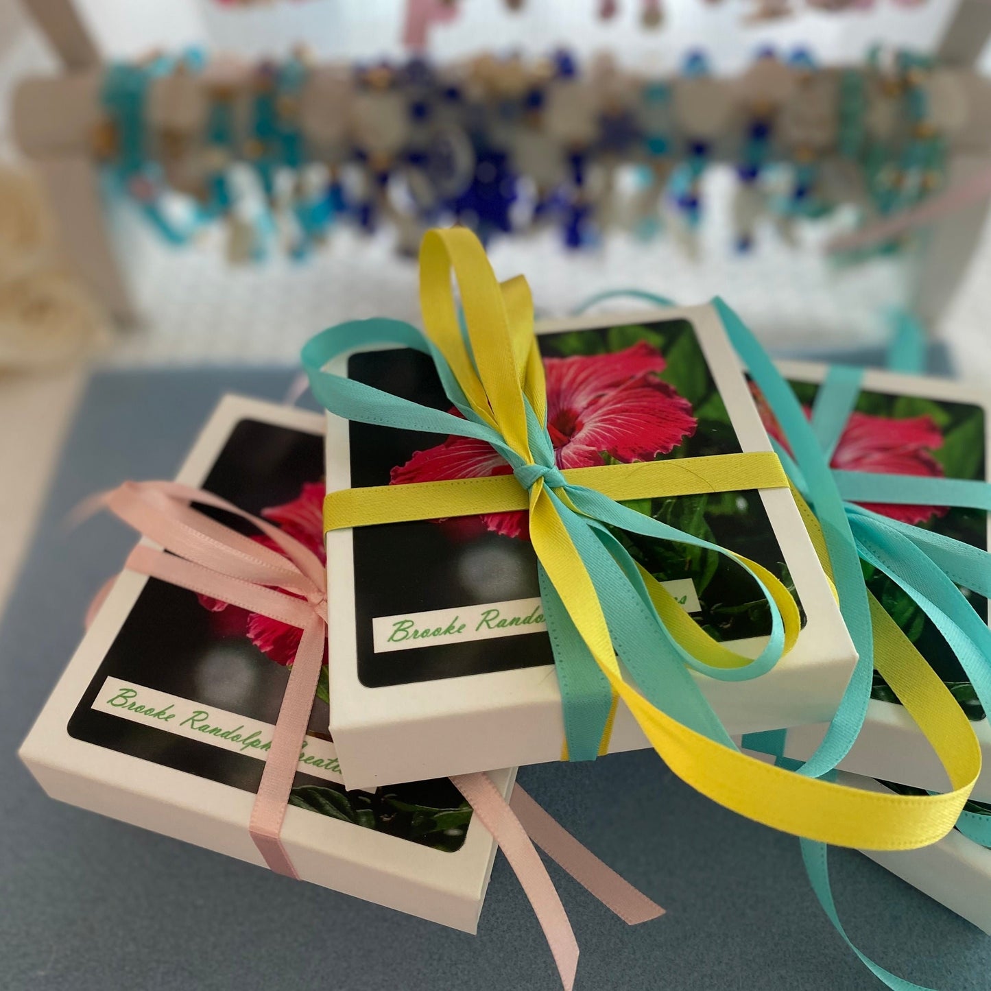 Aquamarine Glass Beaded Bracelet: White Resin Elephant Charm, 14k Gold Accents.