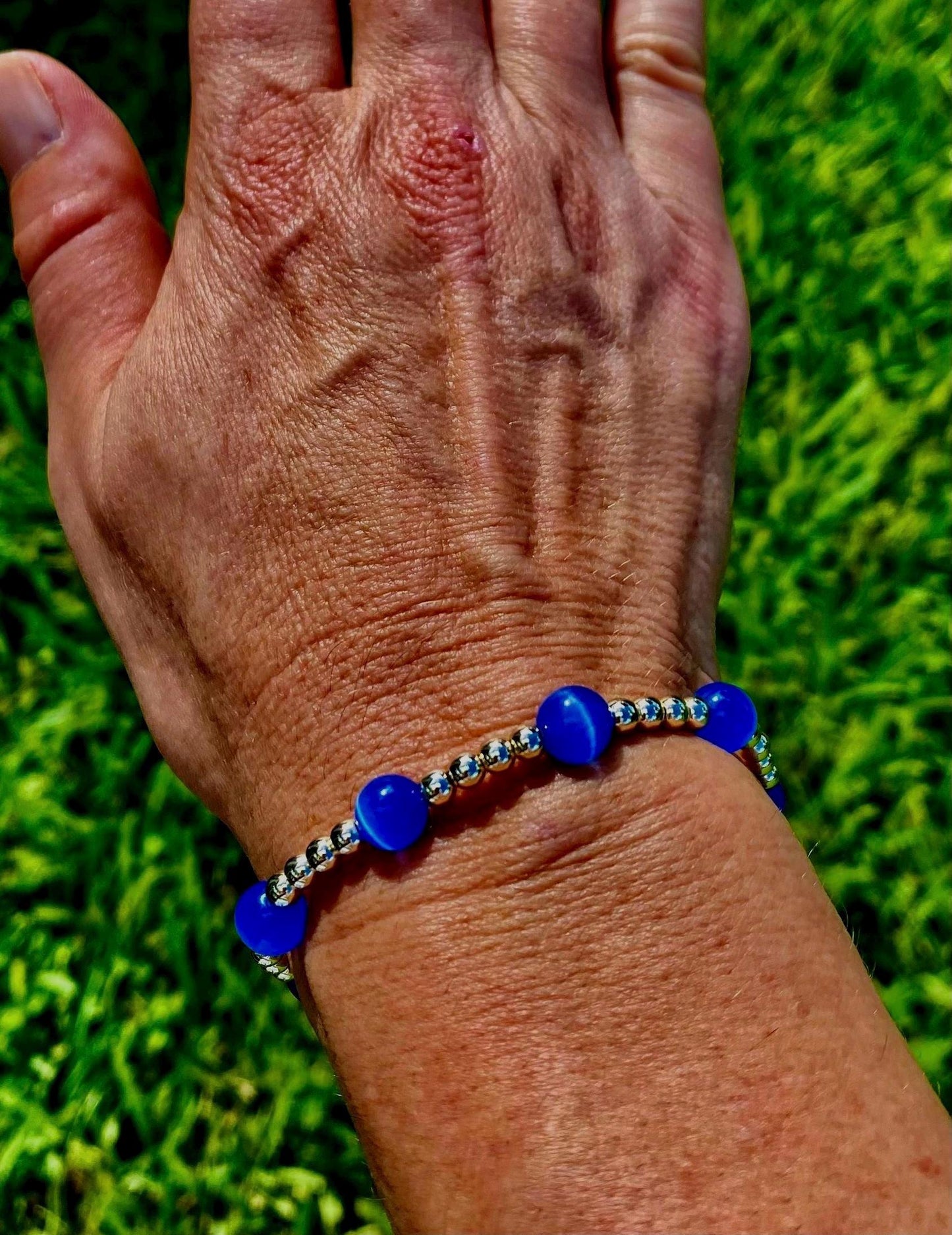 14K Gold Filled Bracelet. Aqua Blue. Sky Blue. Gemstone Beaded Bracelet's.