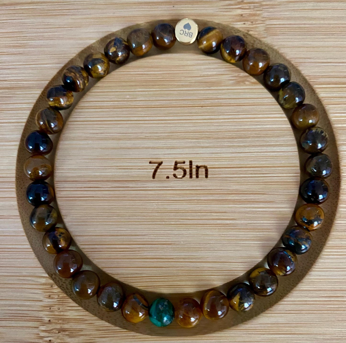 Men's Tiger Eye Beaded Bracelet: 8mm Gemstone Stretch Bracelet.