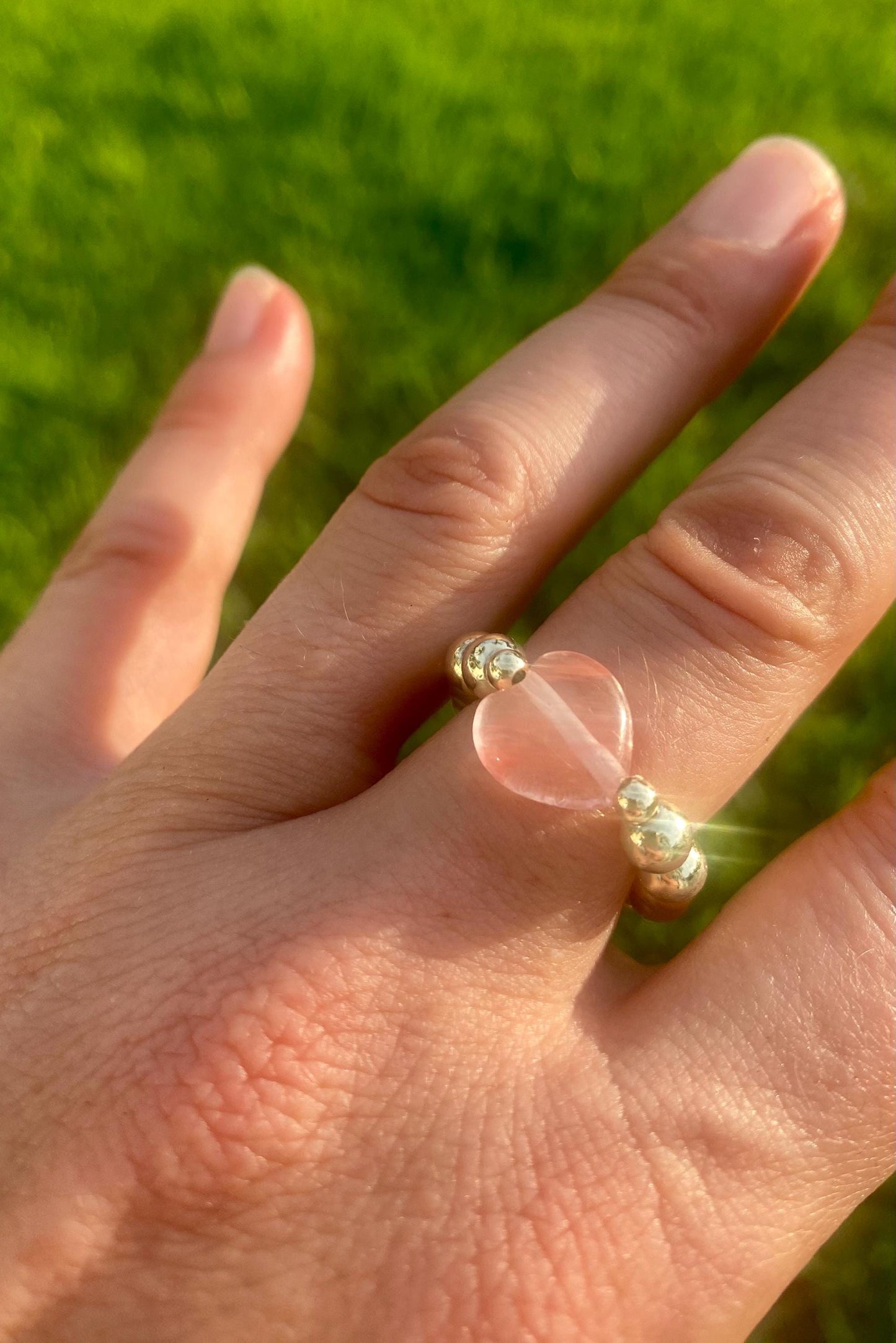 14k Gold Filled Beaded Gemstone Ring: Non Tarnish, Unique Charms and Gemstones.