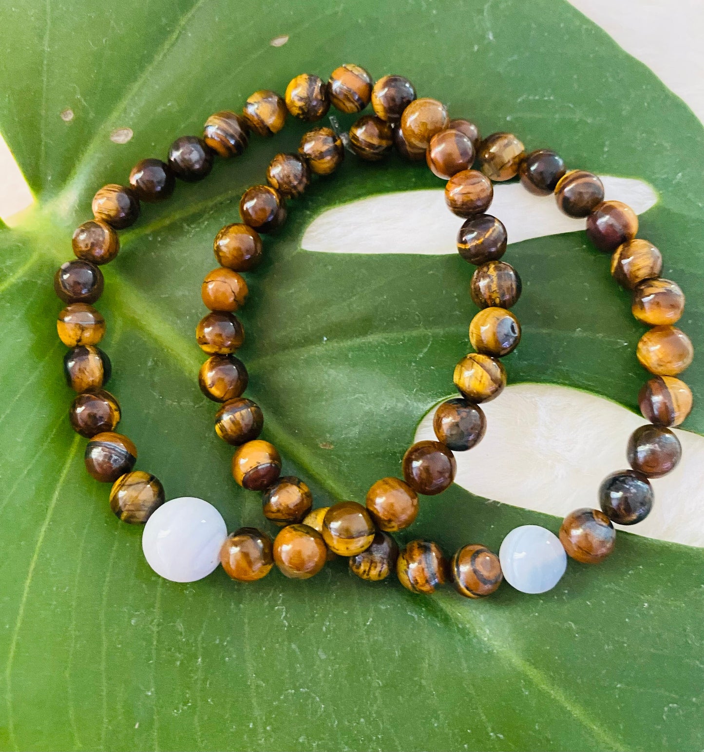 Men's Tiger Eye Beaded Bracelet: 8mm Gemstone Stretch Bracelet.