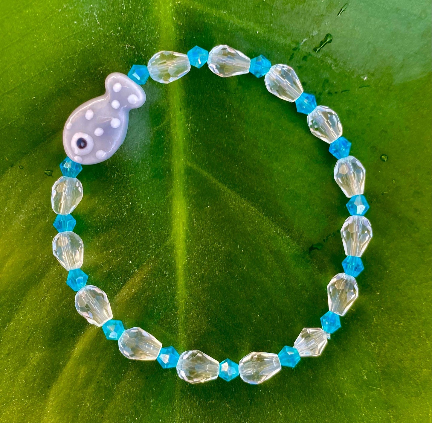 Ceramic Fish Charm Bracelet: Multi-Color Beaded Bracelet's.