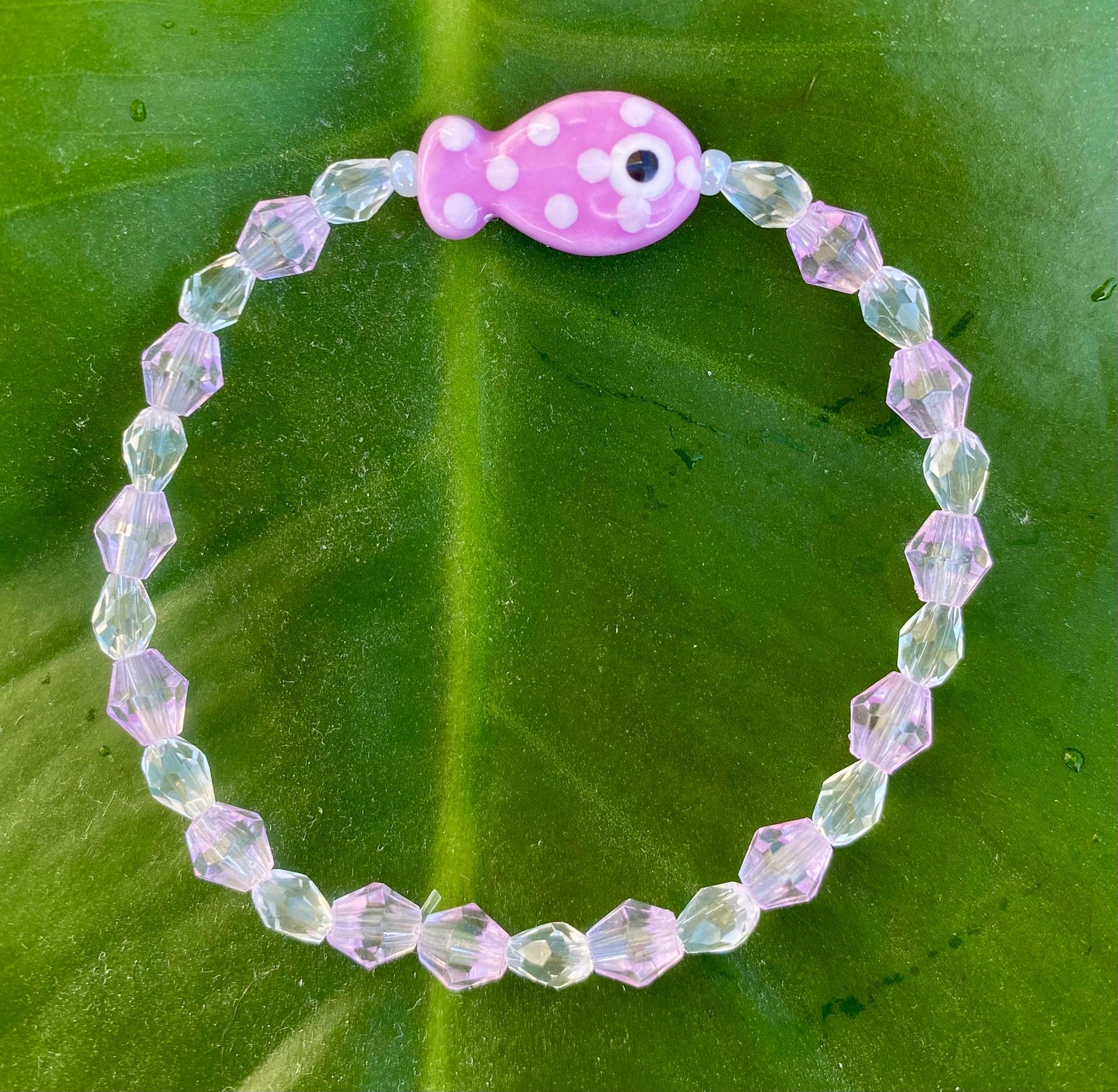 Ceramic Fish Charm Bracelet: Multi-Color Beaded Bracelet's.