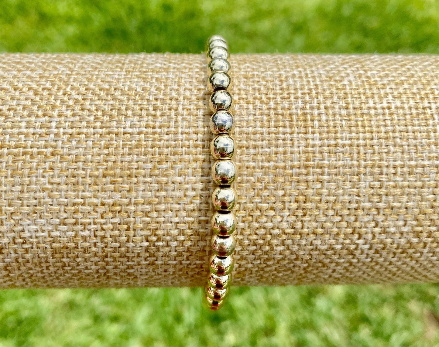 14K Gold Filled Beaded Stacking Bracelet: Non Tarnish, 3, 4, 5, 6 mm Bracelet.
