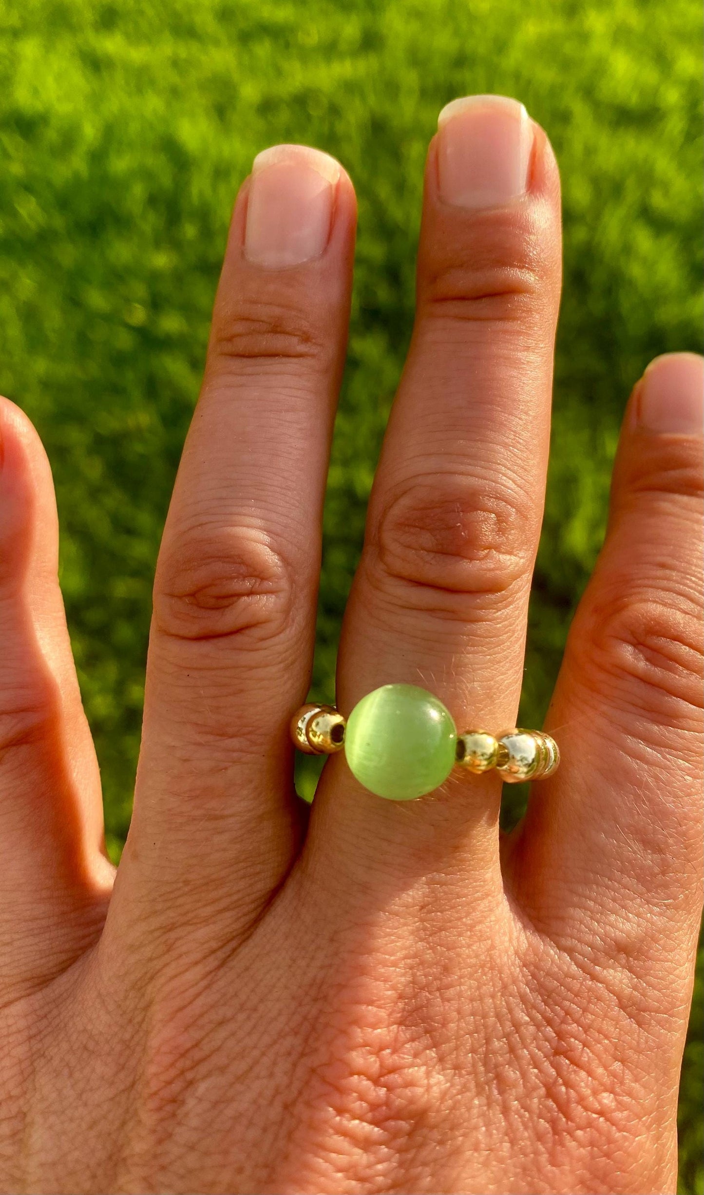 14k Gold Filled Beaded Gemstone Ring: Non Tarnish, Unique Charms and Gemstones.