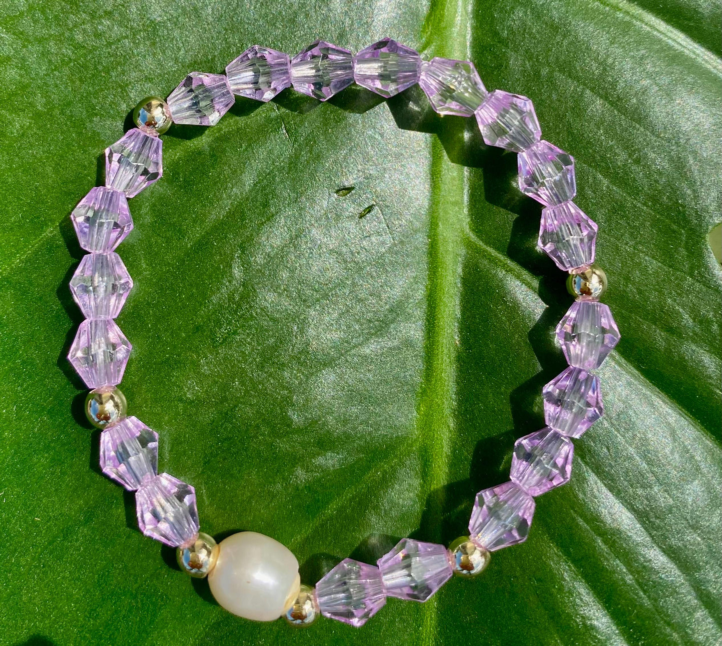 Gemstone Children’s Beaded Charm Bracelet Bracelet: 14k Gold Filled accent Beads.