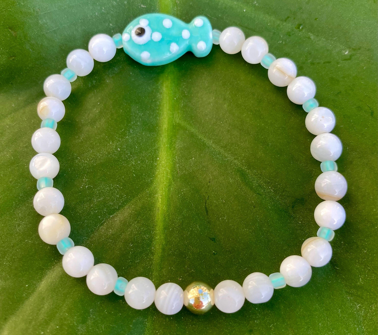 Ceramic Fish Charm Bracelet: Multi-Color Beaded Bracelet's.