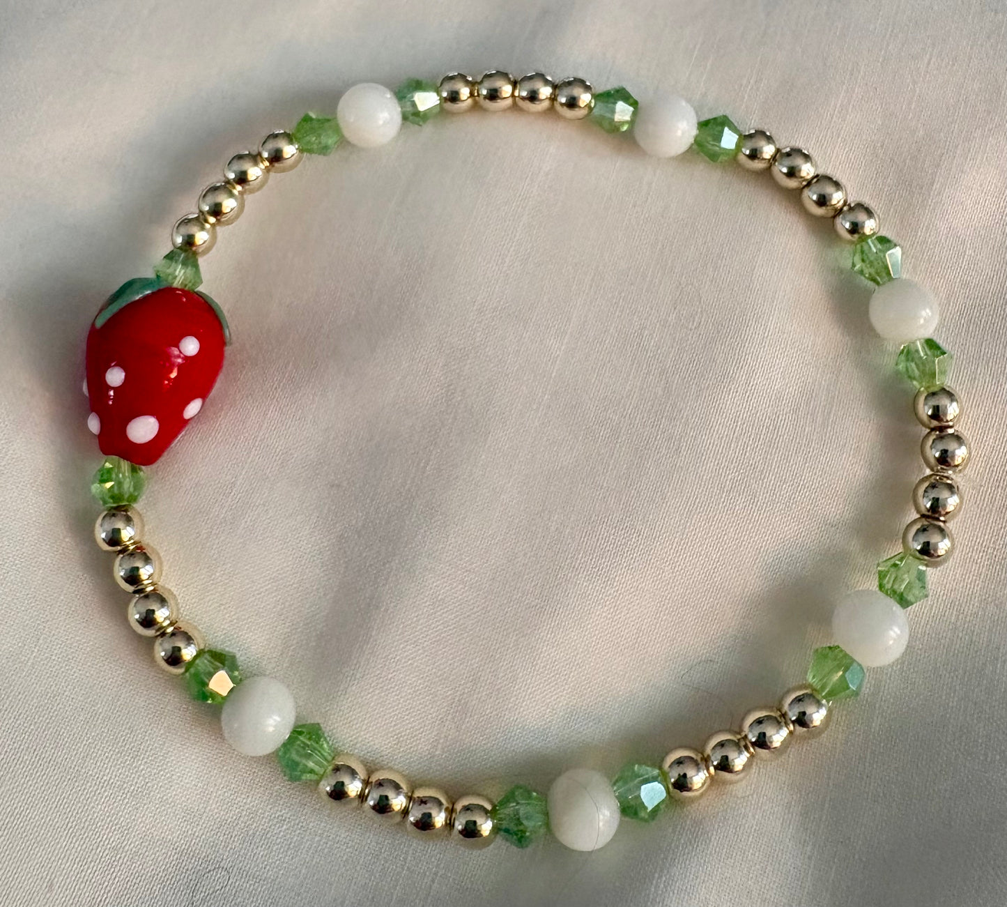 Strawberry Charm Beaded Bracelets. Porcelain Strawberry Bracelets in 3 different styles.
