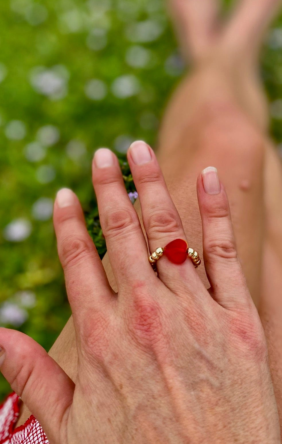 14K Gold Beaded Valentines Day Rings. Festive Charm Party Rings