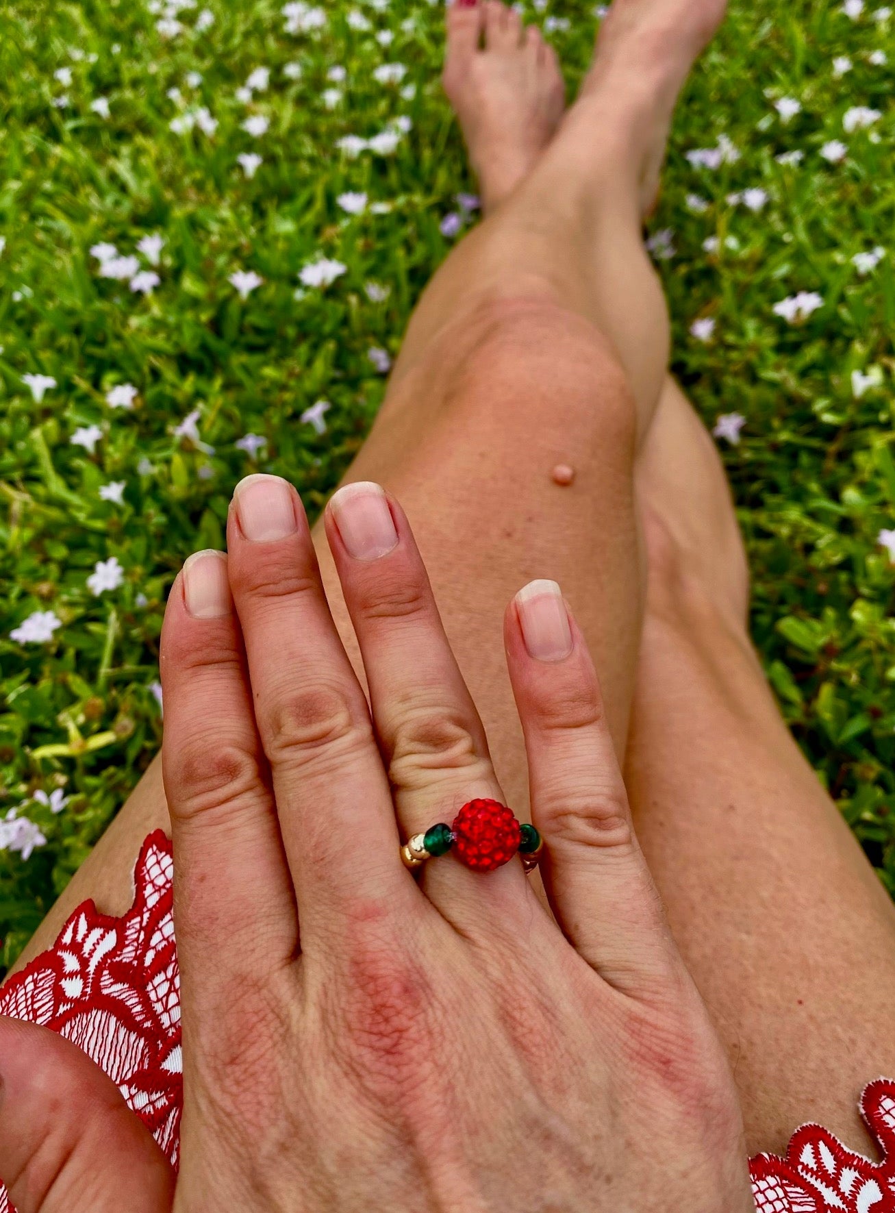 14K Gold Beaded Valentines Day Rings. Festive Charm Party Rings