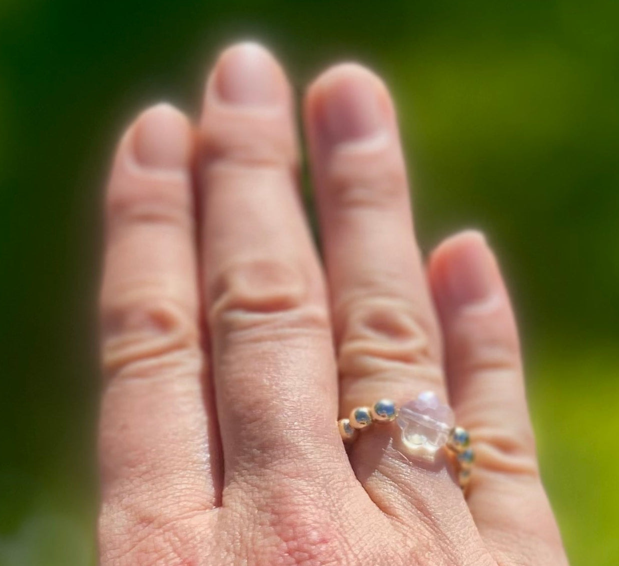 14K Gold Beaded Valentines Day Rings. Festive Charm Party Rings