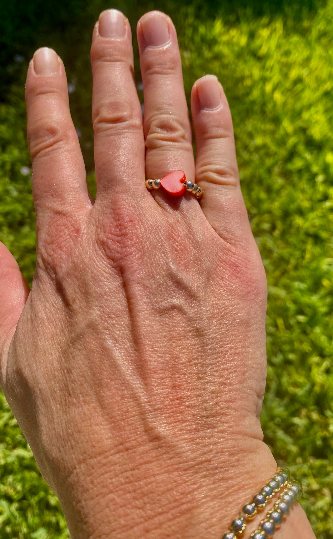 14K Gold Beaded Valentines Day Rings. Festive Charm Party Rings