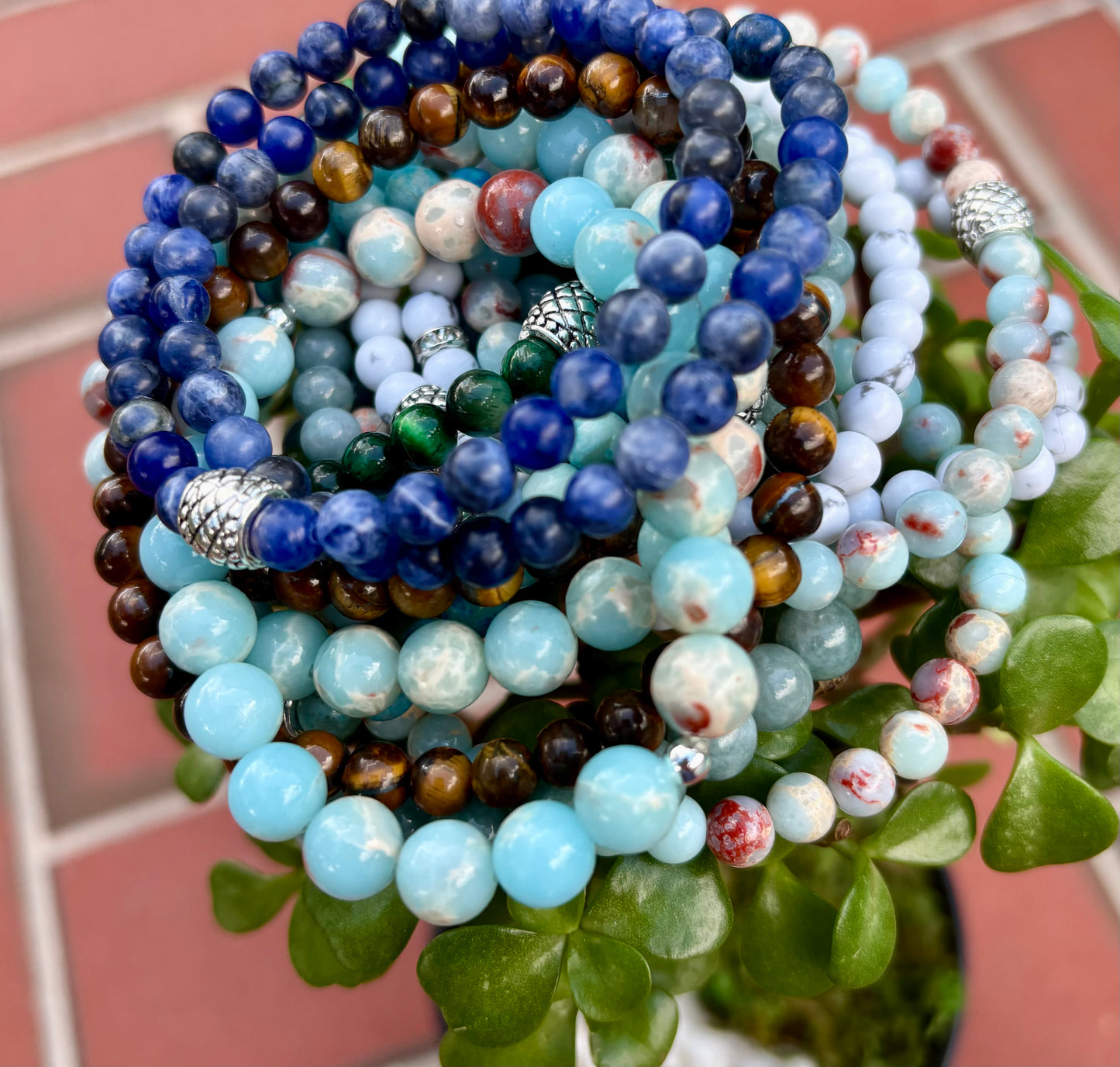 Men’s Casual Gemstone Beaded Bracelet. Casual everyday Malas.