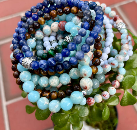 Men’s Casual Gemstone Beaded Bracelet. Casual everyday Malas.