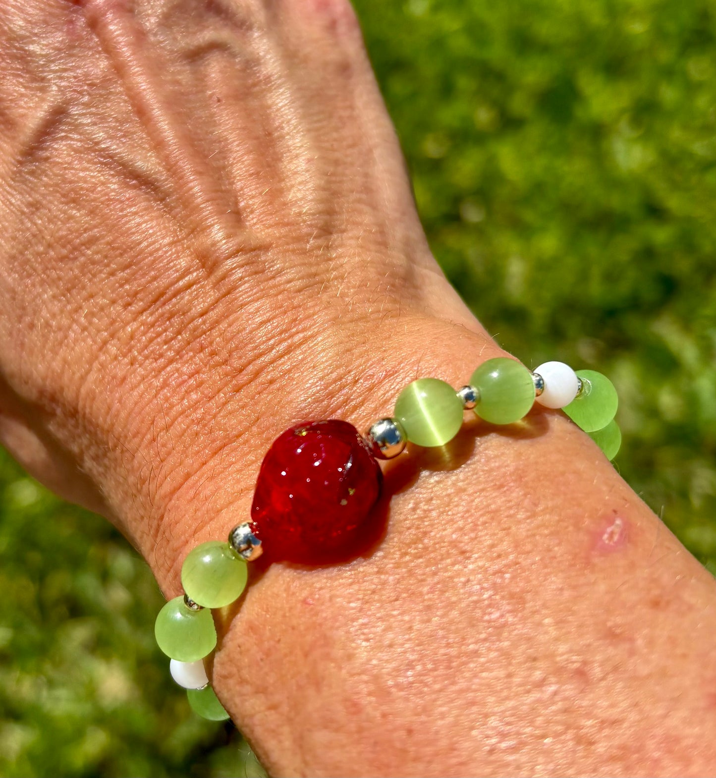 Strawberry Charm Beaded Bracelets. Porcelain Strawberry Bracelets in 3 different styles.