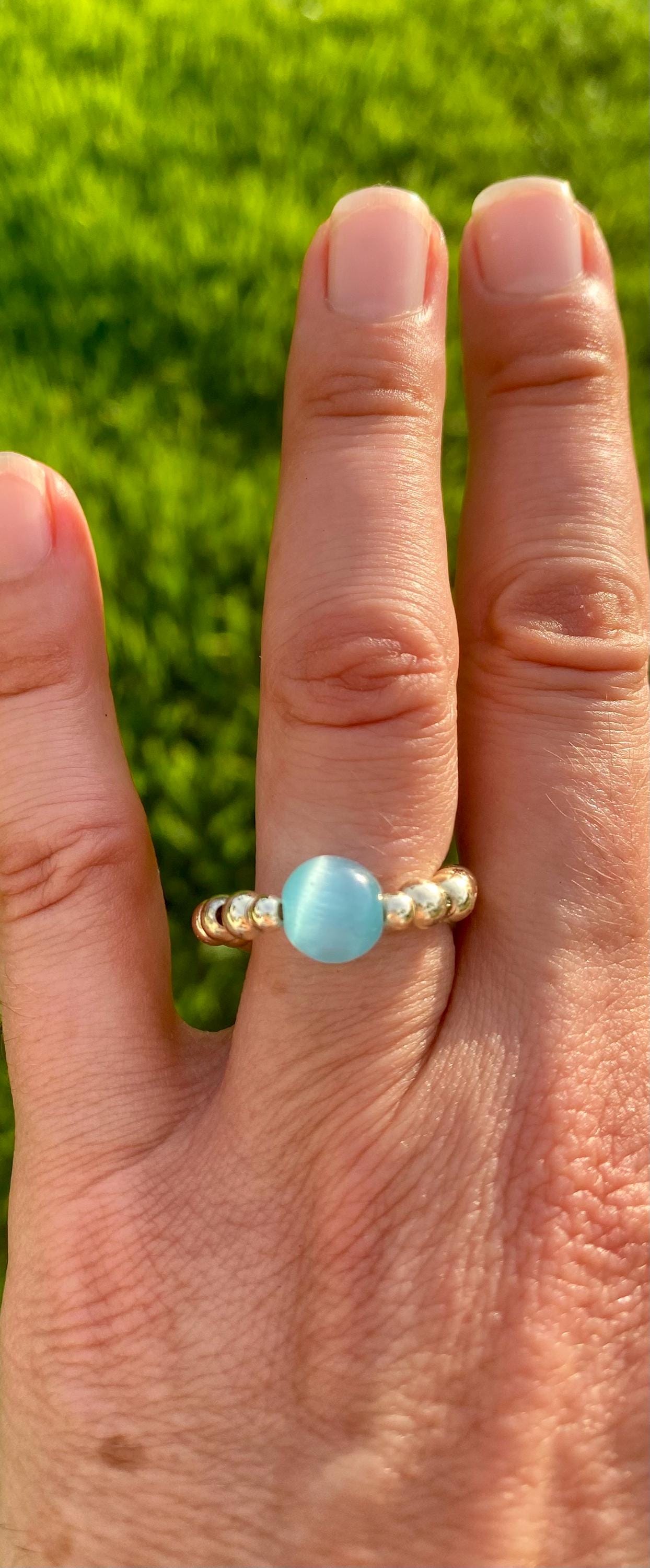 14k Gold Filled Beaded Gemstone Ring: Non Tarnish, Unique Charms and Gemstones.