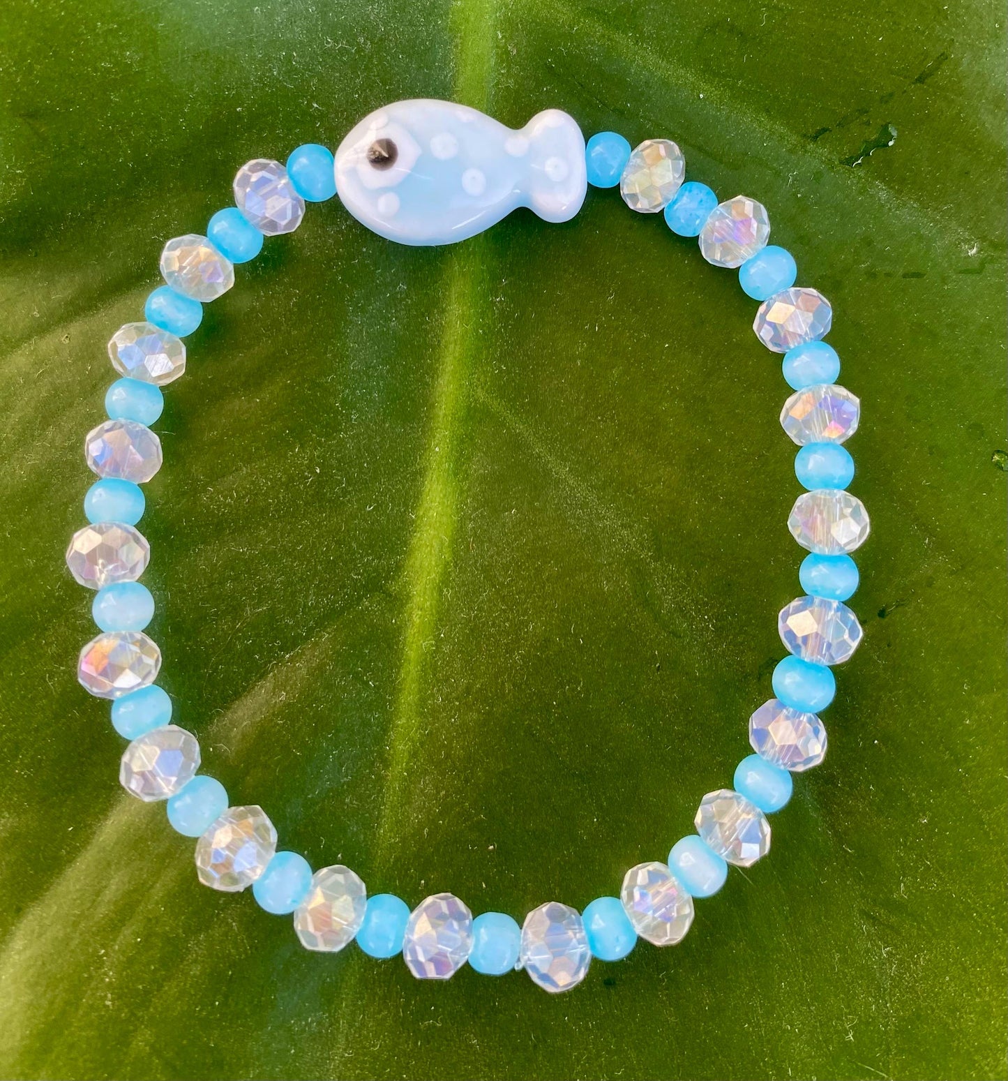 Ceramic Fish Charm Bracelet: Multi-Color Beaded Bracelet's.