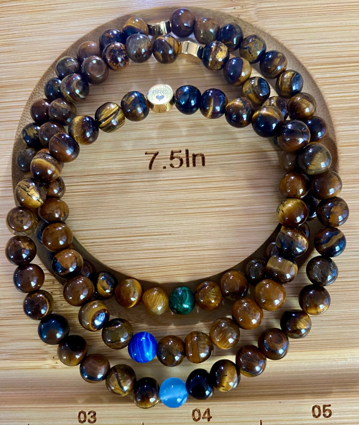 Men's Tiger Eye Beaded Bracelet: 8mm Gemstone Stretch Bracelet.