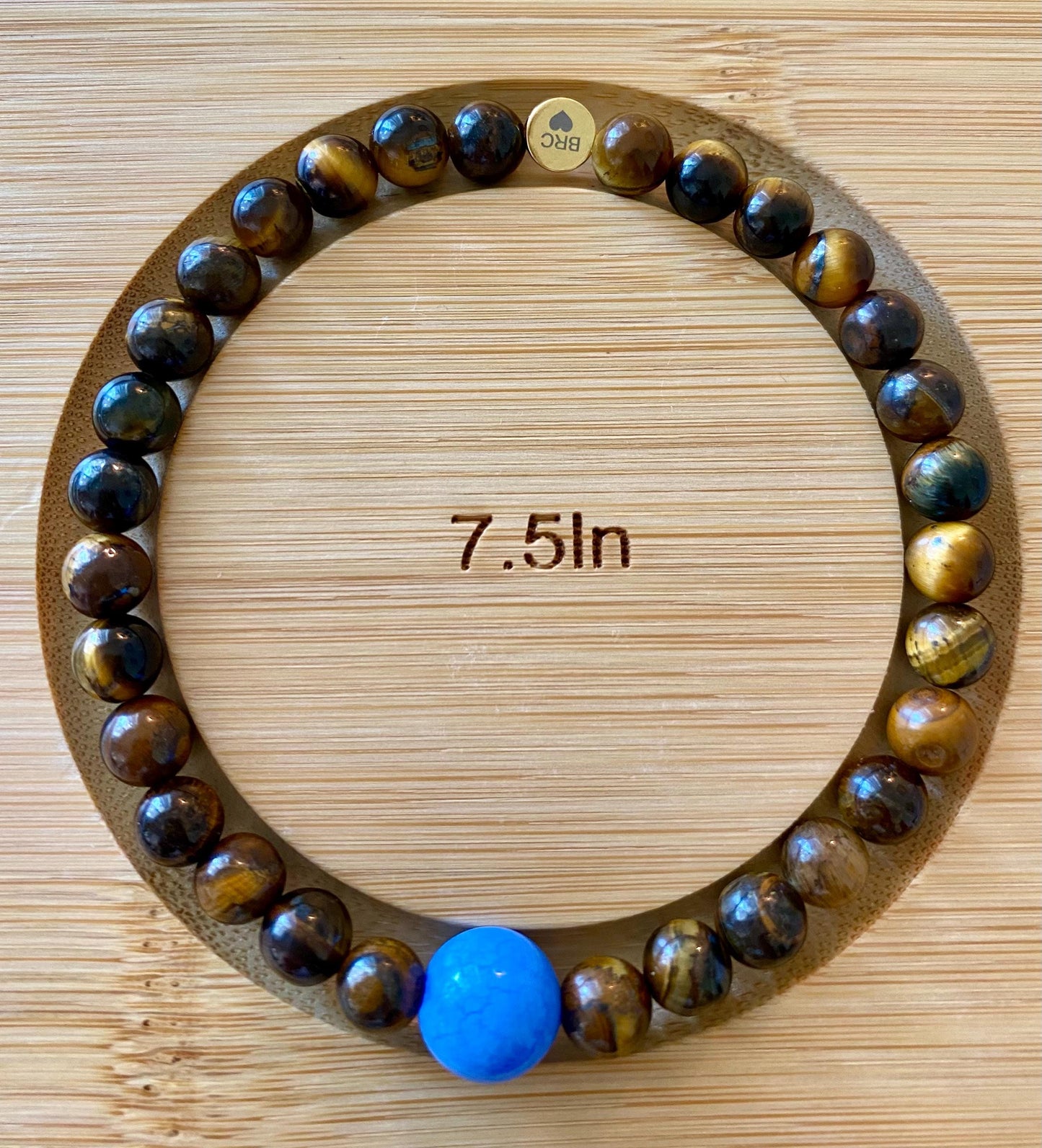 Men's Tiger Eye Beaded Bracelet: 8mm Gemstone Stretch Bracelet.
