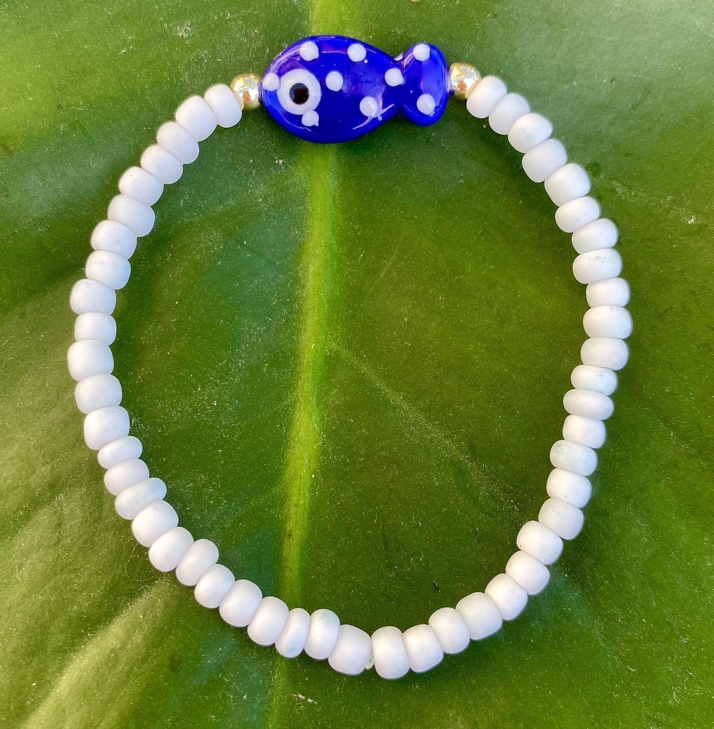 Ceramic Fish Charm Bracelet: Multi-Color Beaded Bracelet's.