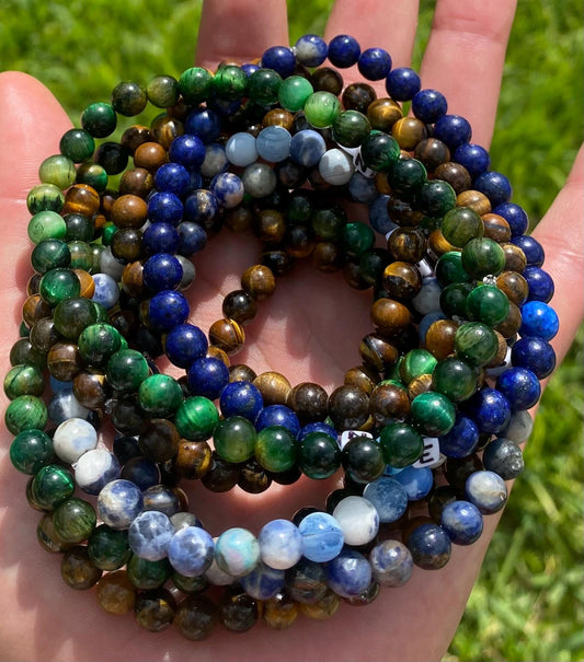 Men's Tiger Eye Beaded Bracelet: 8mm Gemstone Stretch Bracelet.