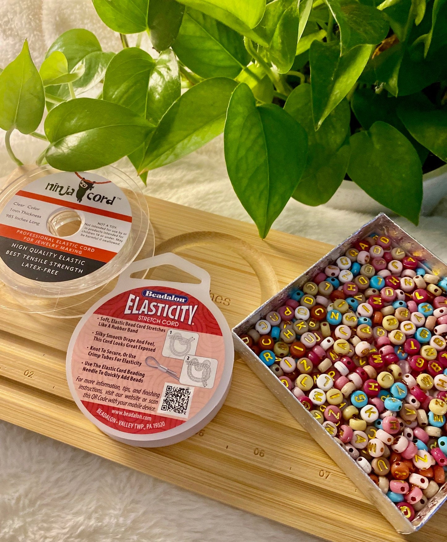 Beaded Friendship Bracelet Set: Custom Names, Pink Glass, Shell Heart Beads.