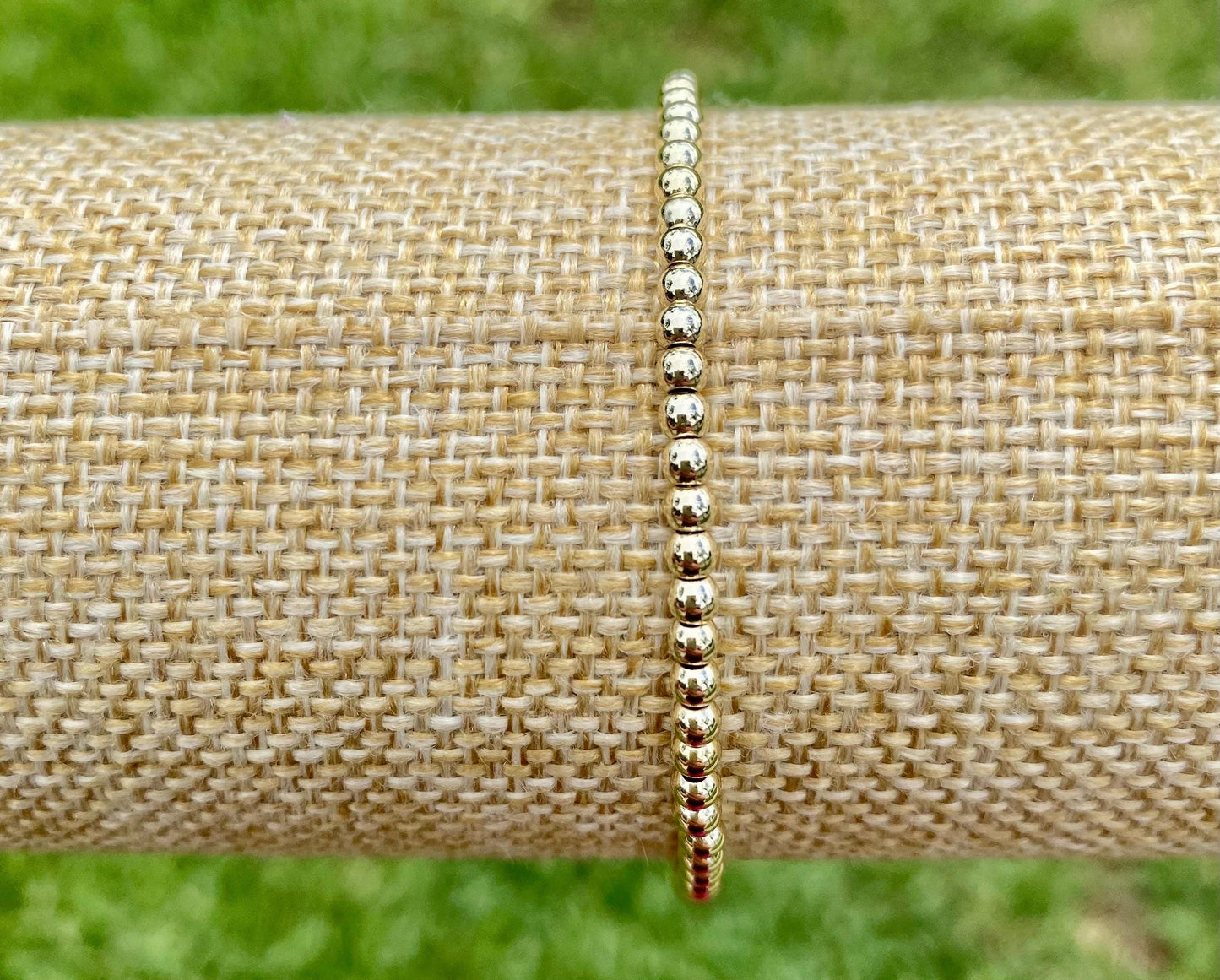 14K Gold Filled Beaded Stacking Bracelet: Non Tarnish, 3, 4, 5, 6 mm Bracelet.