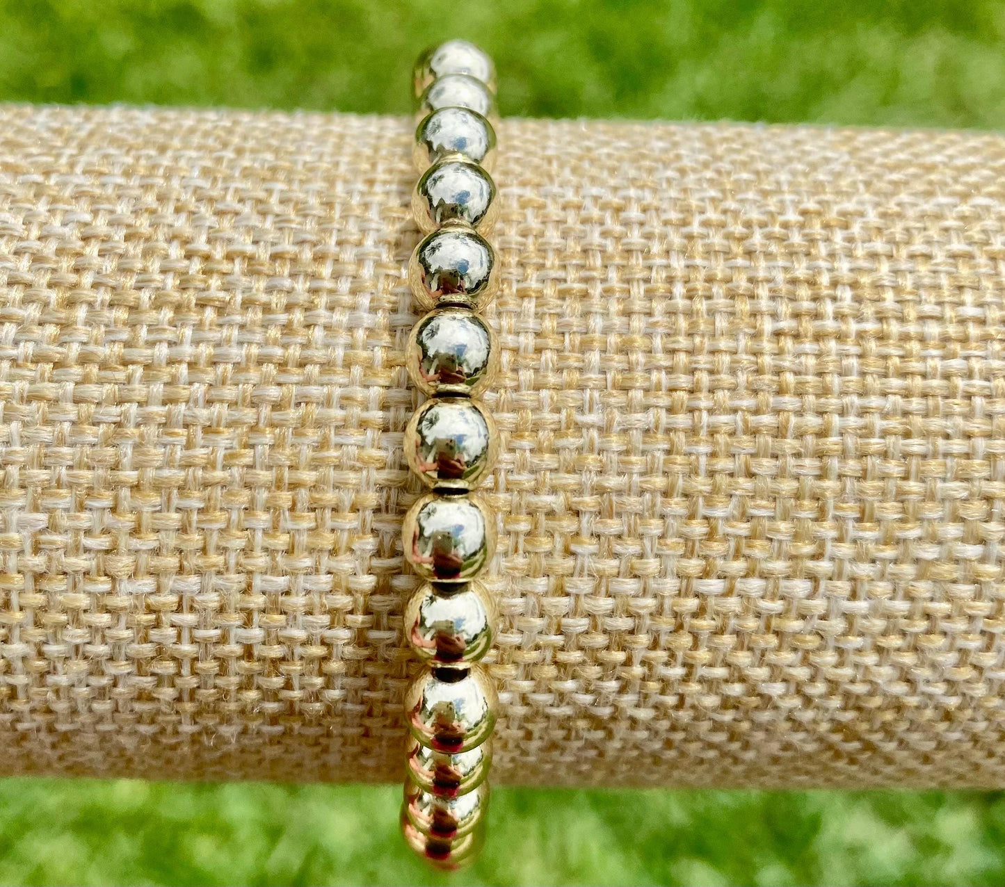 14K Gold Filled Beaded Stacking Bracelet: Non Tarnish, 3, 4, 5, 6 mm Bracelet.
