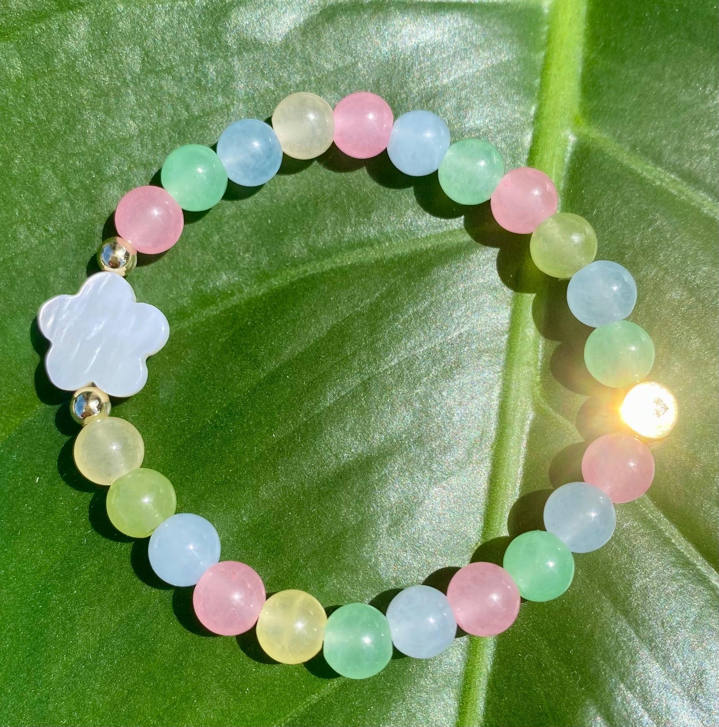 Gemstone Children’s Beaded Charm Bracelet Bracelet: 14k Gold Filled accent Beads.