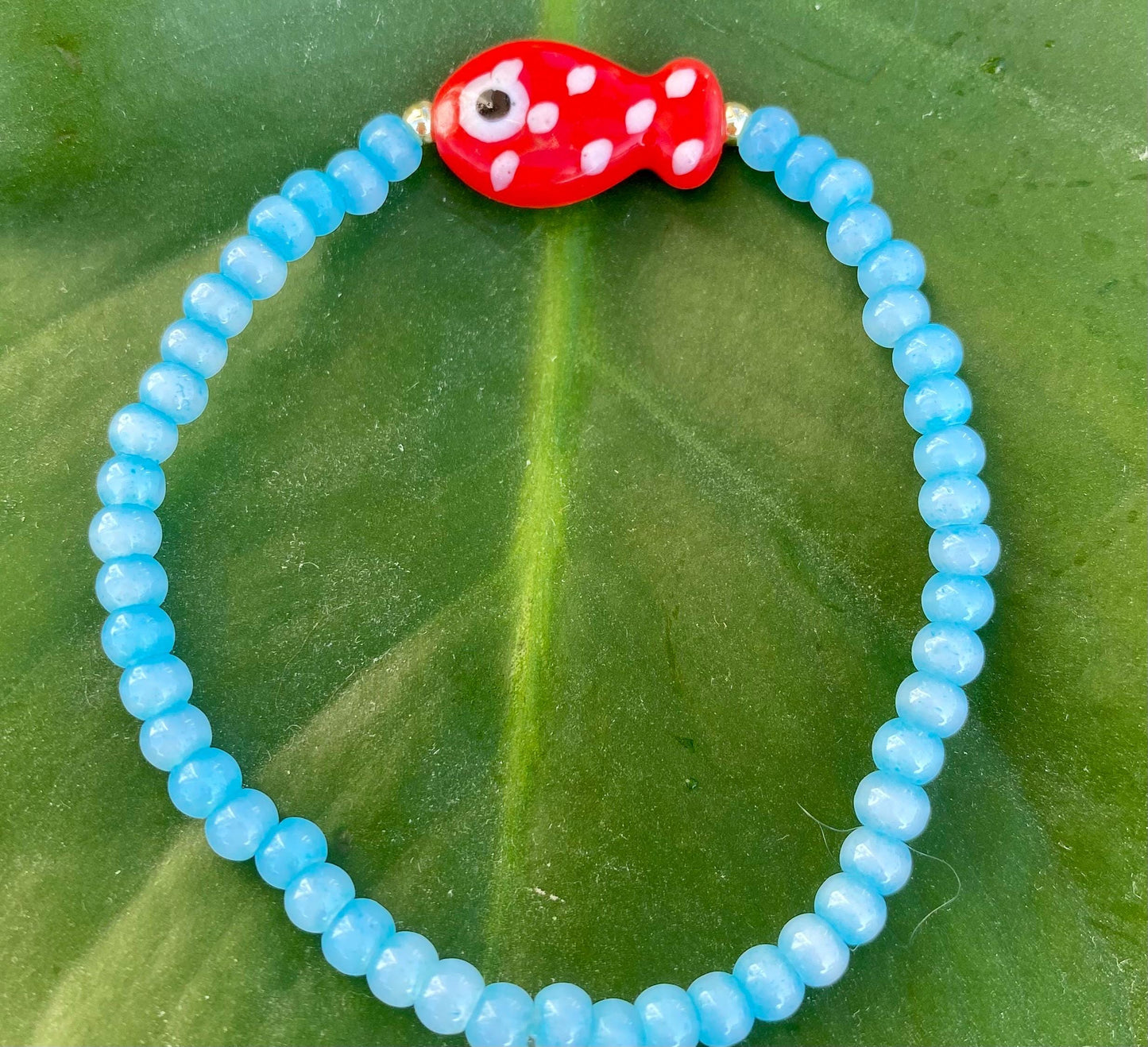 Ceramic Fish Charm Bracelet: Multi-Color Beaded Bracelet's.